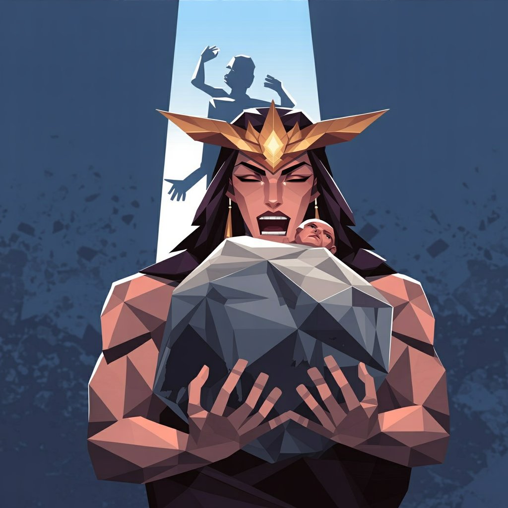 Rhea's deception — the stone